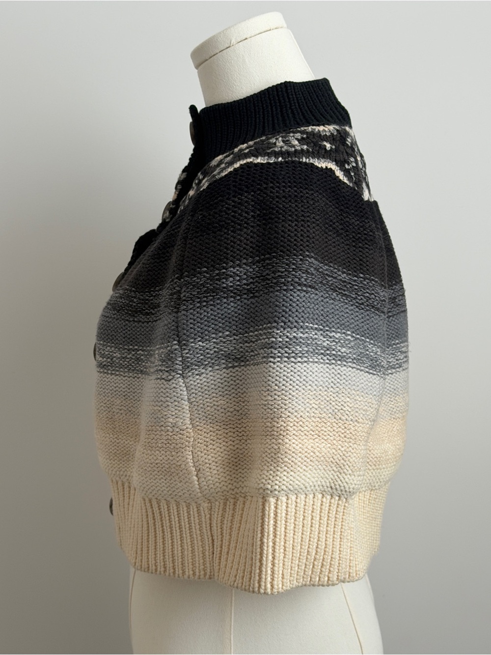 Ports 1961 Wool Ombre Fair Isle Wool Cape Sweater Cardigan Poncho XS - Picture 4 of 11